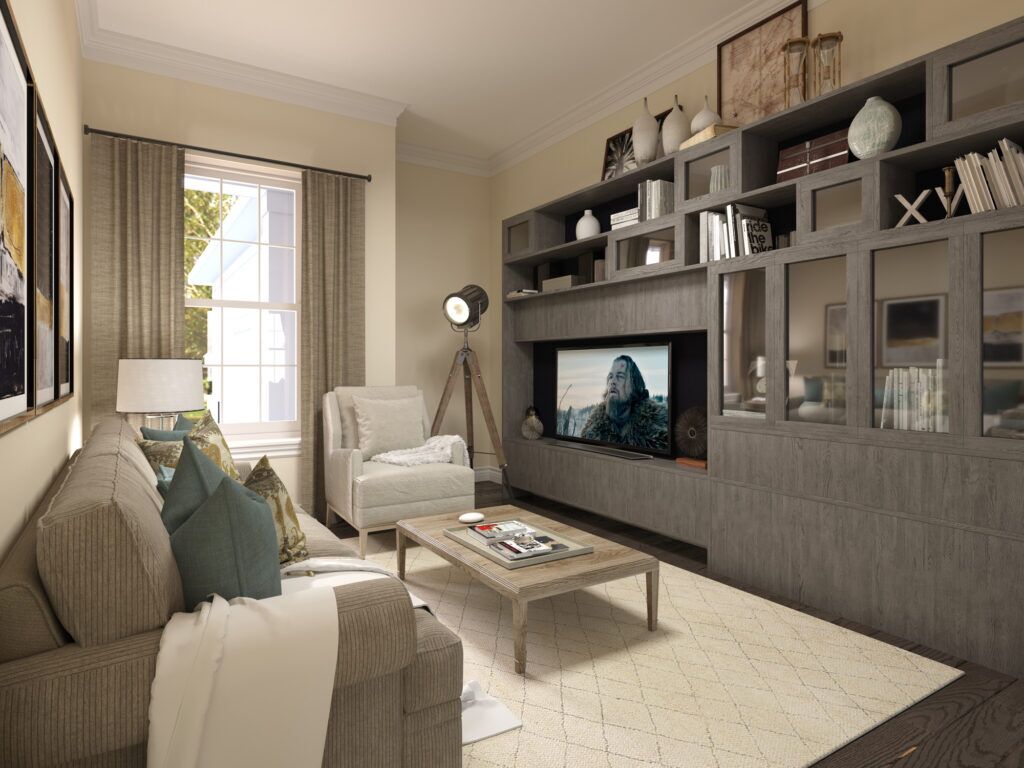 Interior Rendering - Modern Traditional Den Interior Design by Estridge Harmony