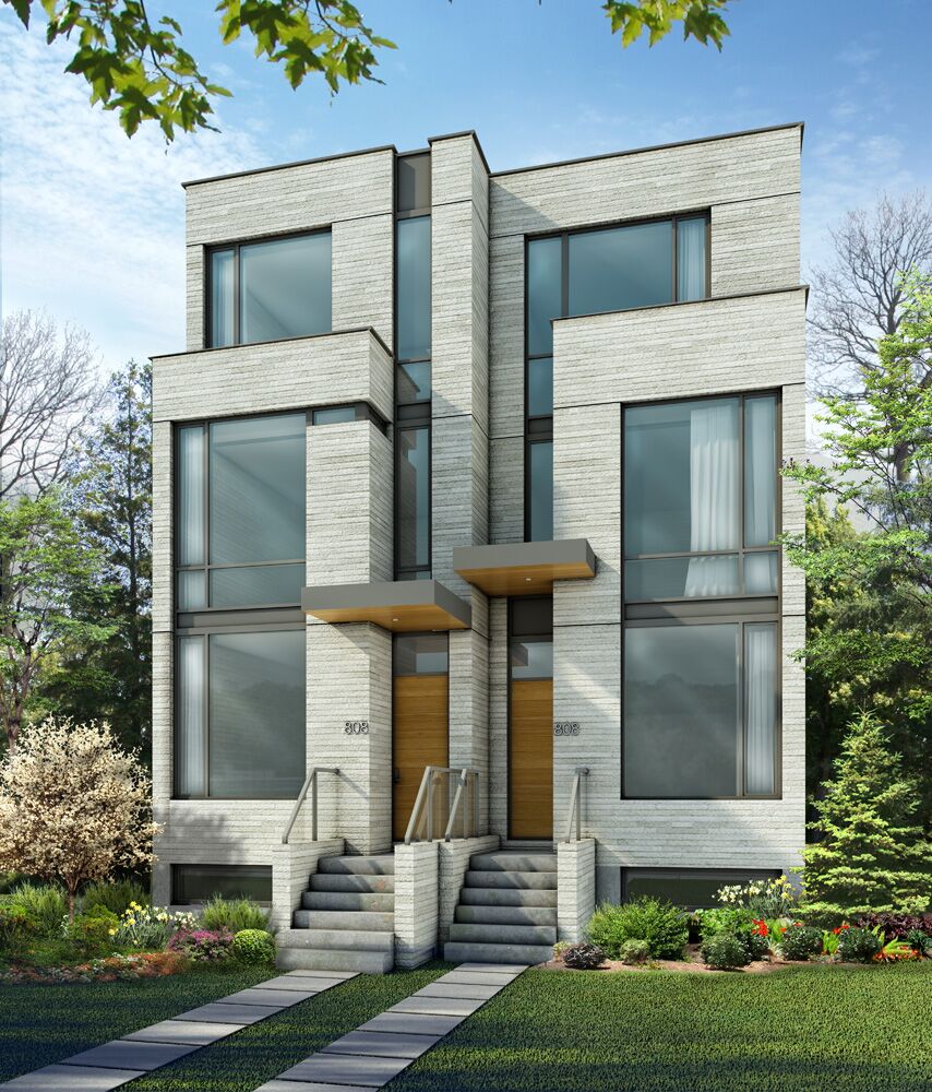 Exterior Rendering - Townhouse - Modern House Rendering | Aareas Interactive