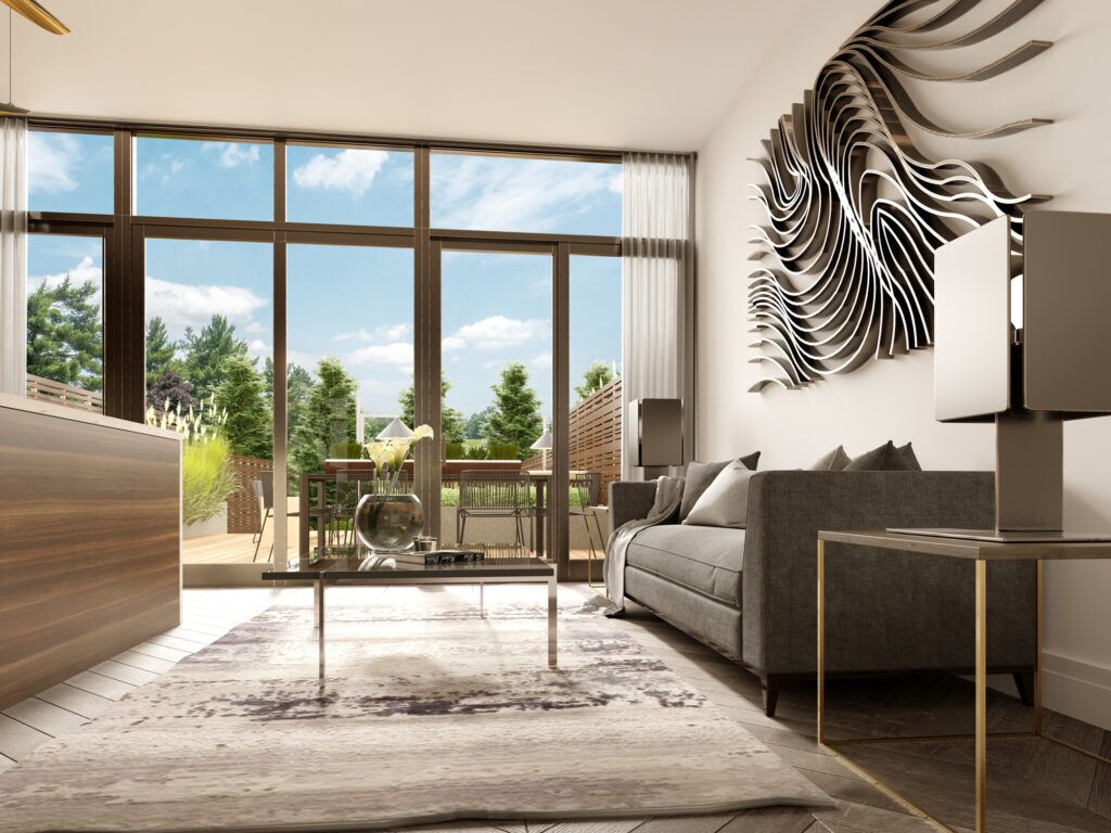 Interior Rendering - Living Room by Bazis Estates on Bayview