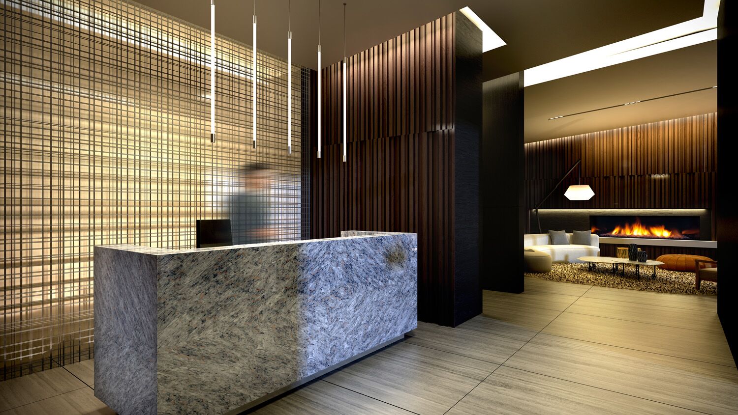 Interior Amenity Rendering - Lobby 3D Rendering for Condo High-Rise