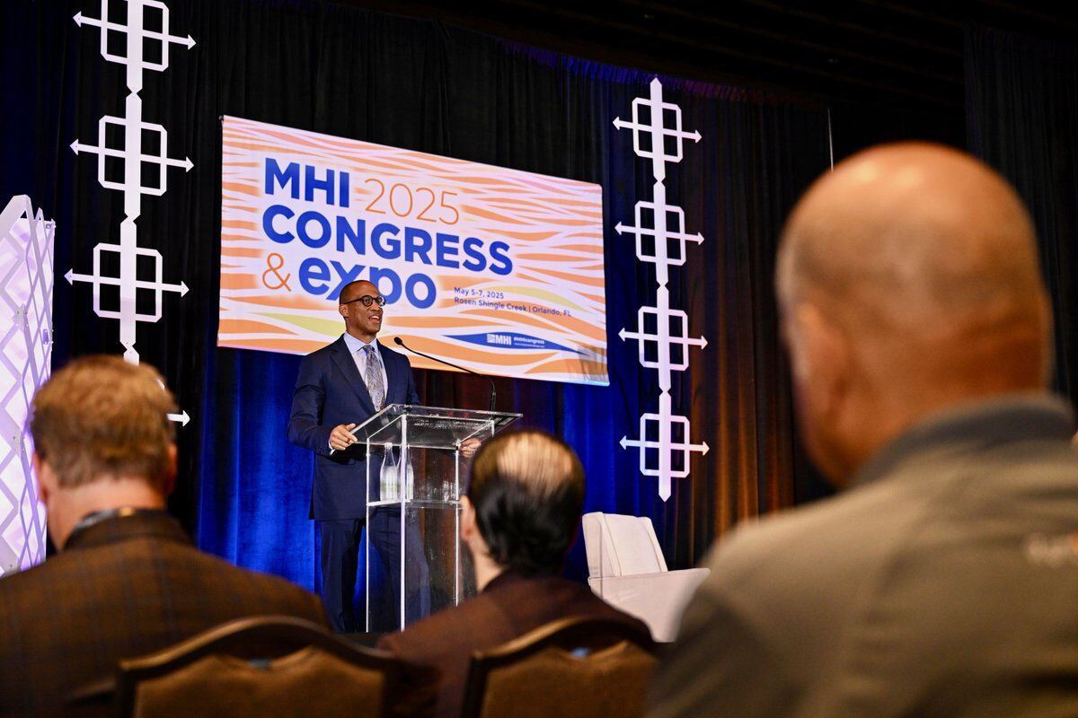 HUD Secretary Scott Turner delivering keynote speech at MHI Congress & Expo 2025 in Orlando, Florida.