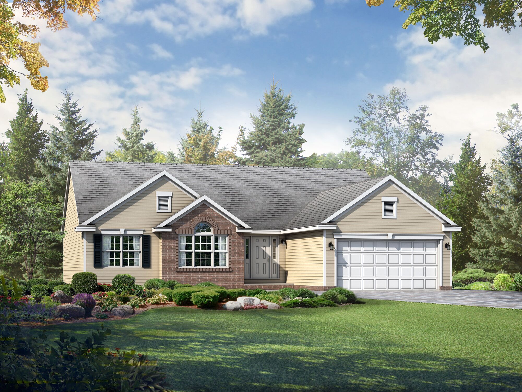 Exterior Rendering - Single Family House - Wayne Homes Bungalow 3D Rendering | Aareas Interactive