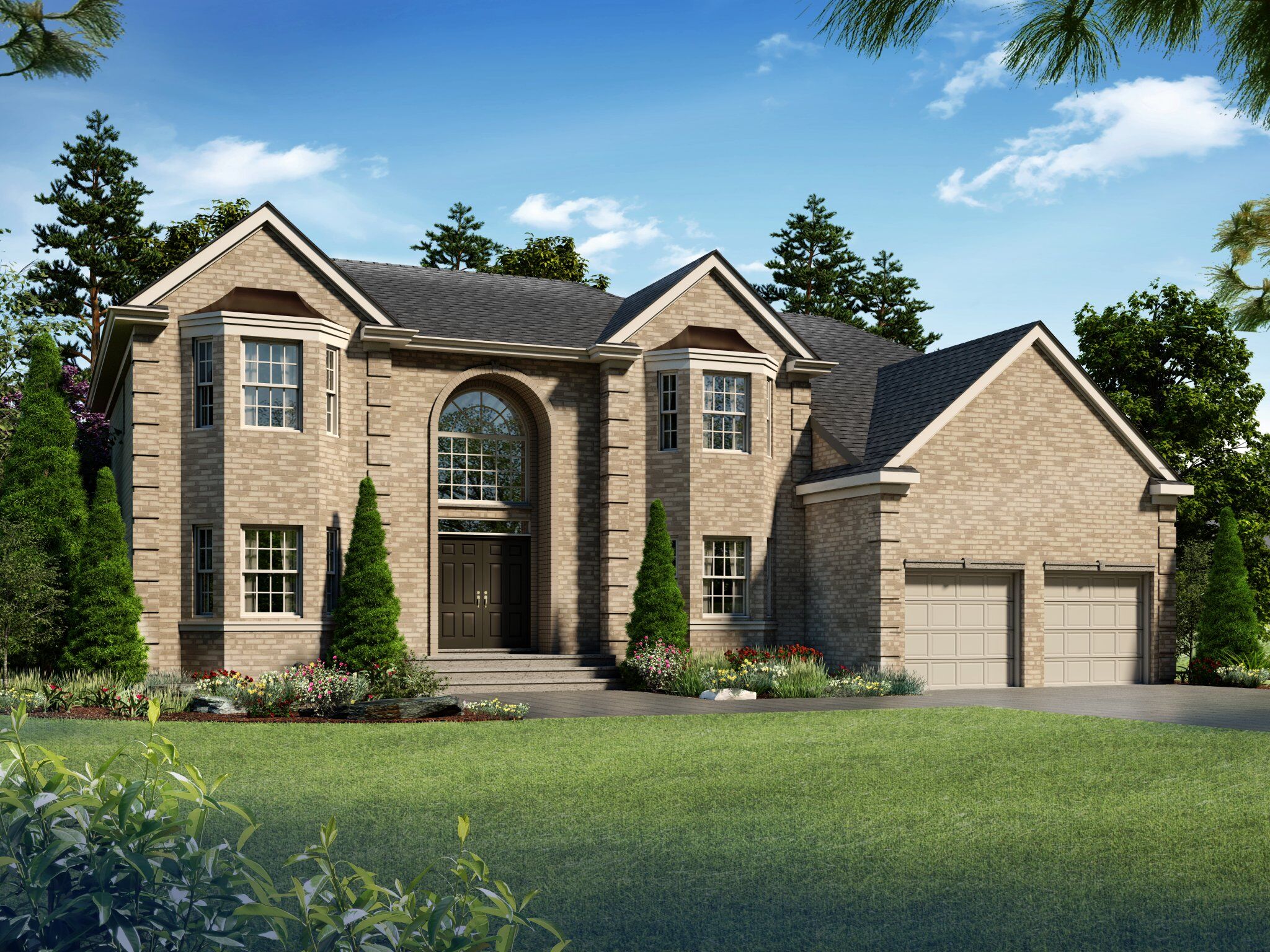 Exterior Rendering - Single Family House - Winding Brook Homes 3D Rendering | Aareas Interactive