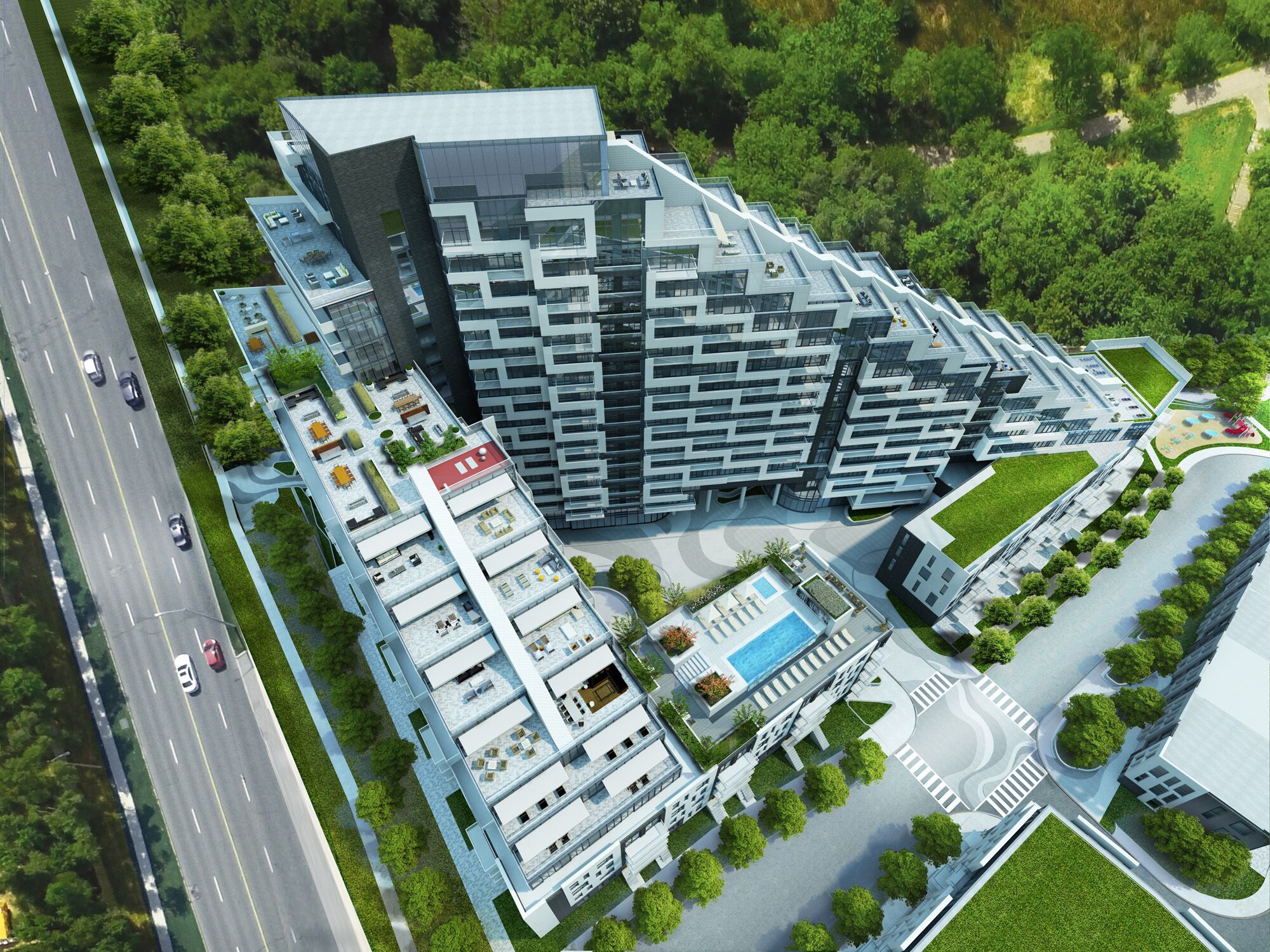 Exterior Rendering - Condo - Scala Condos Tridel Toronto Architectural 3D Rendering | Aareas Interactive