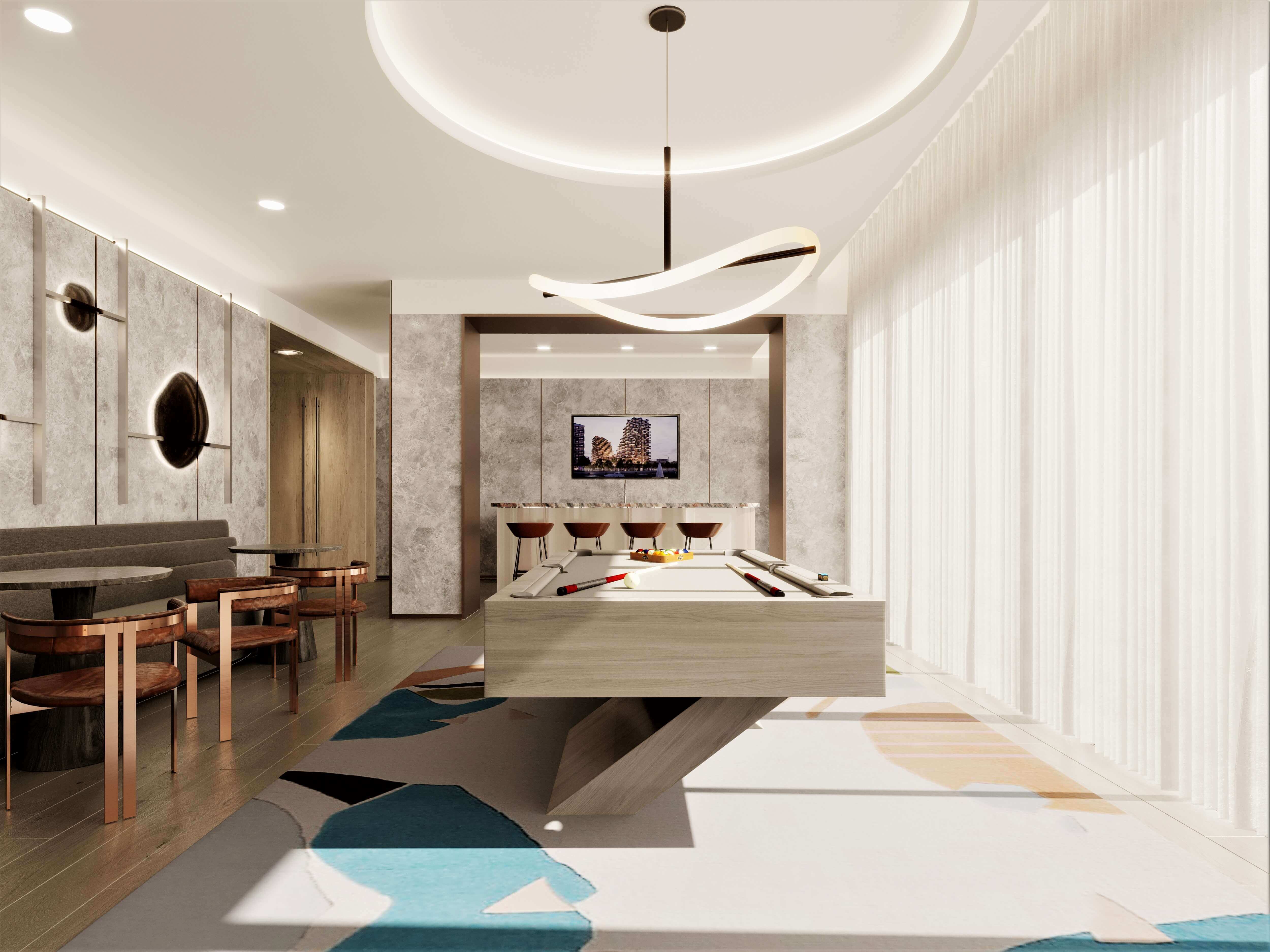 Interior Amenity Rendering - Billiard Room