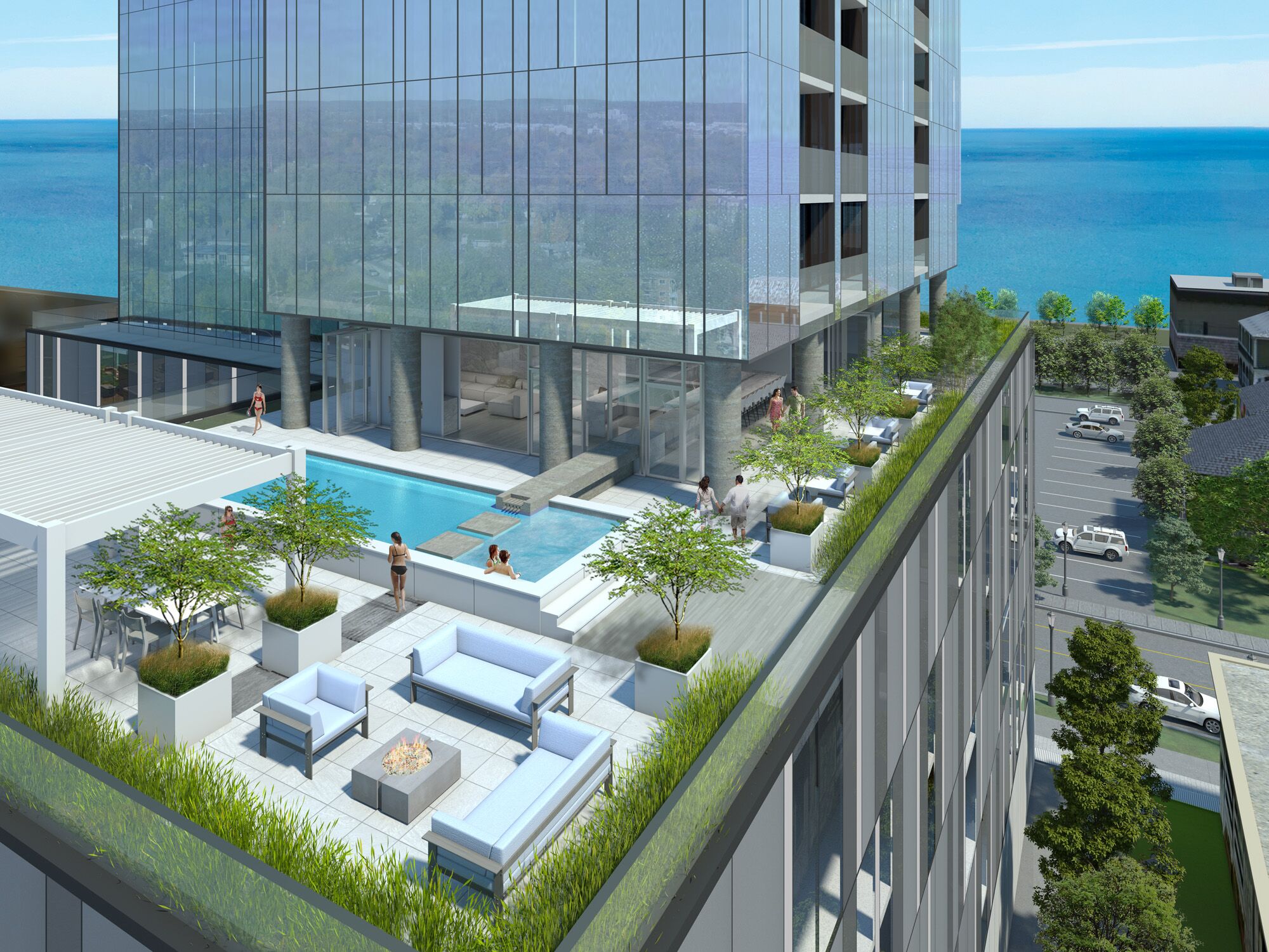 Interior Amenity Rendering - Condo High Rise Pool and Terrace 3D Rendering
