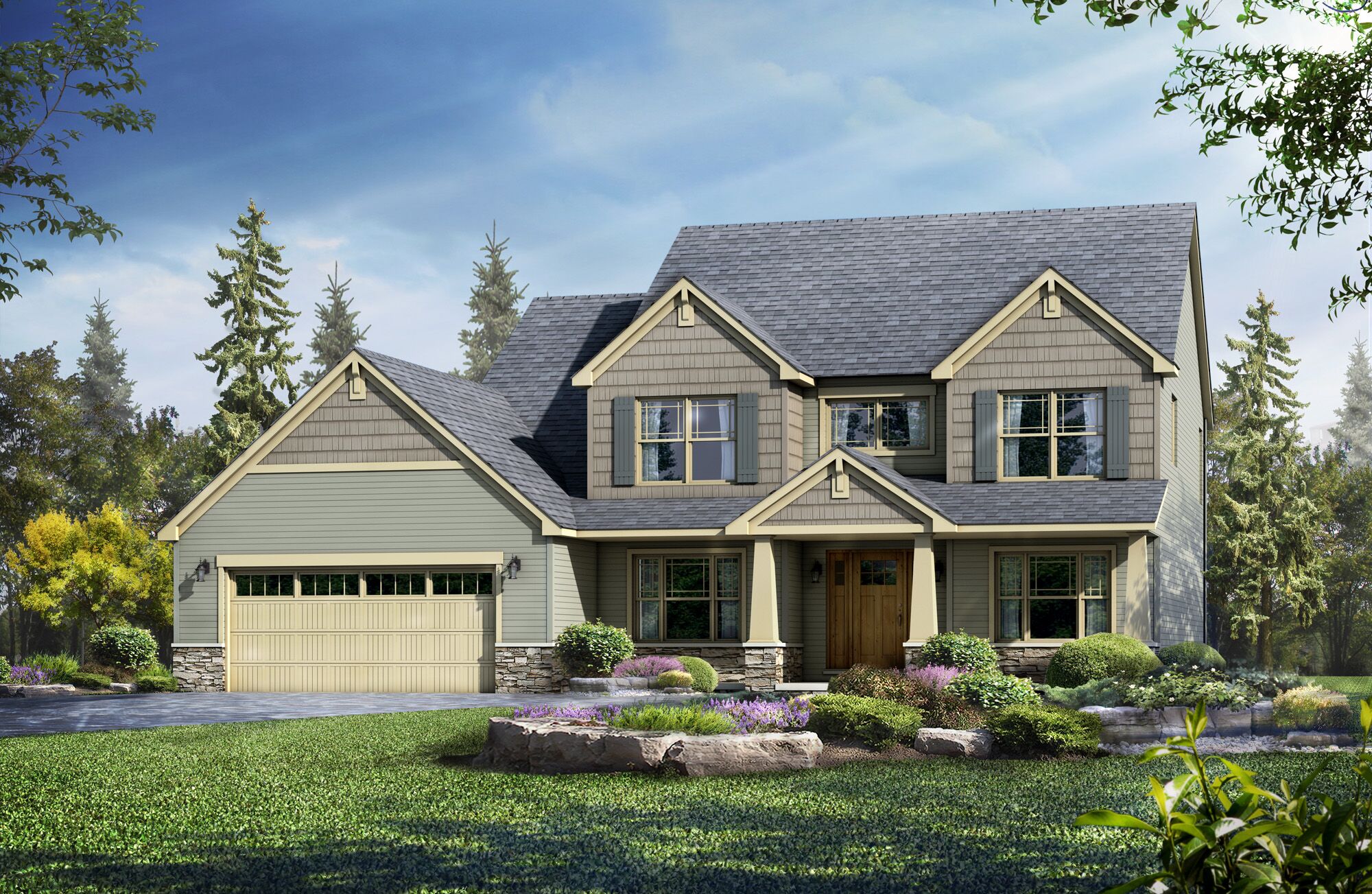 Exterior Rendering - Single Family House - 3D House Rendering | Aareas Interactive