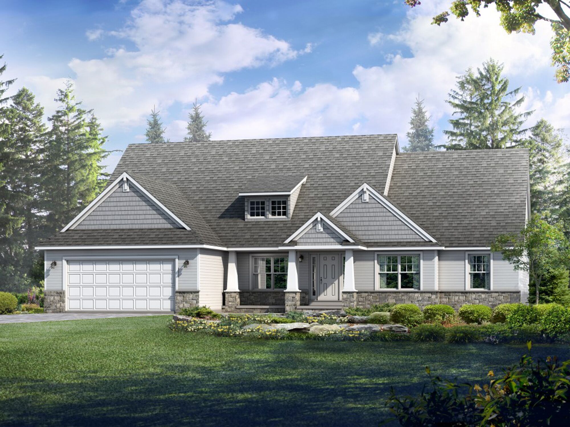 Exterior Rendering - Single Family House - House Rendering for Wayne Homes | Aareas Interactive
