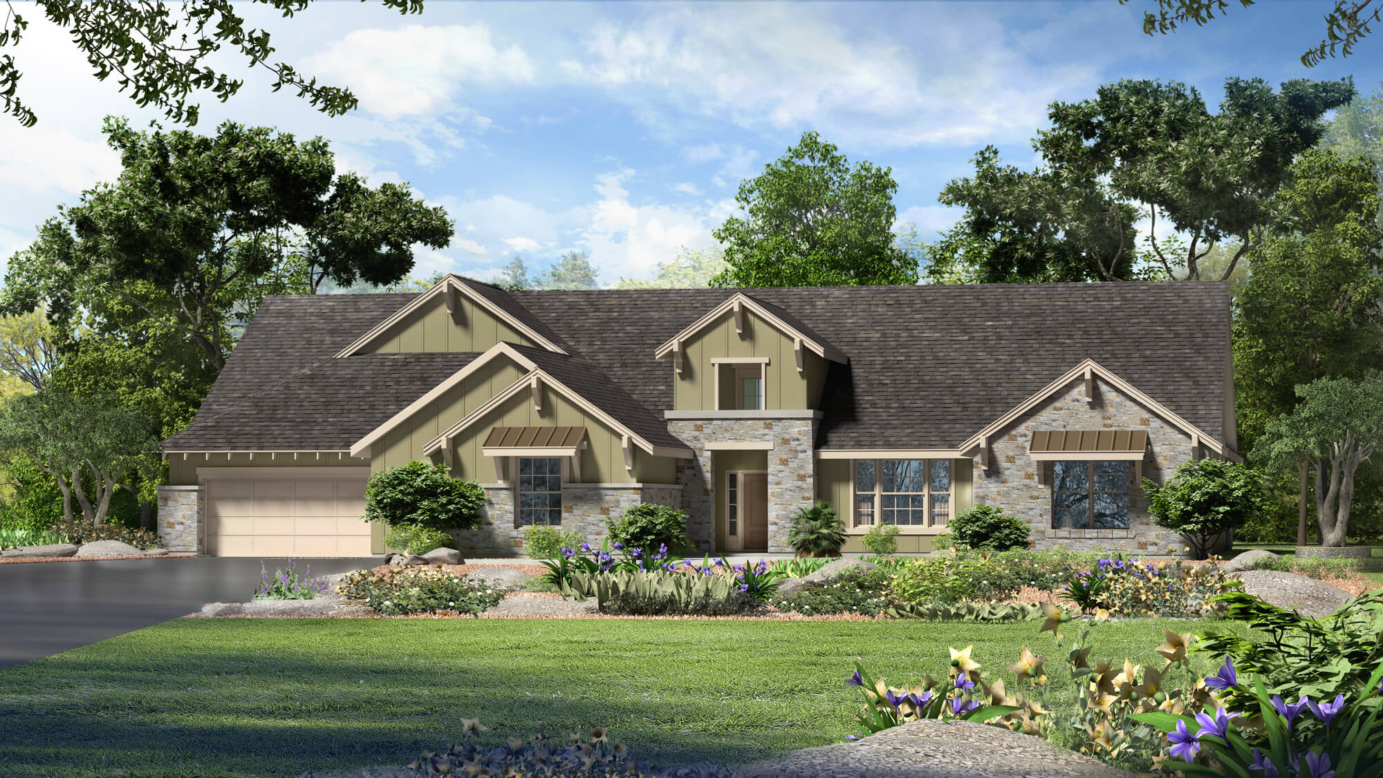 Exterior Rendering - Single Family House - 3D House Rendering Bard Chancellor Texas Hill | Aareas Interactive